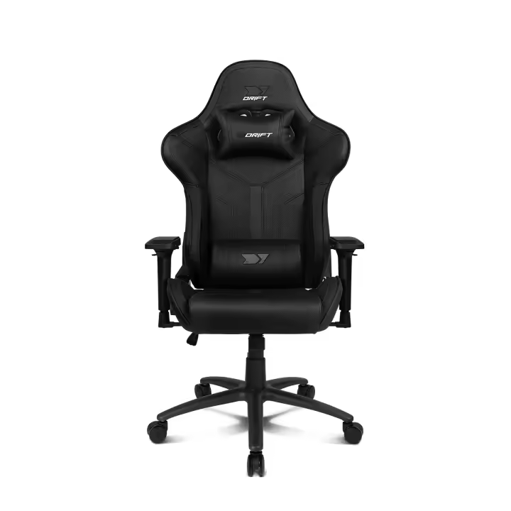 DRIFT GAMING Silla DR350 - Silla Profesional, Polipiel, reposabrazos 4D, Ruedas silenciosas, pistón Clase 4, inclinación, cojin Lumbar/Cervical, Negro - 1