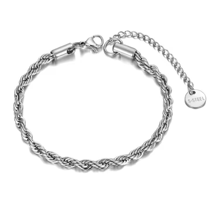Pulsera De Acero Inoxidable Con Cadena De Enredado Para Hombres Y Mujeres Lokaer Estilo Hip Hop/Rock Plataforma De Fiesta Bangle B21138 - 1