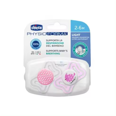 Chicco - Chupete Physio Light silicona Rosa 2-6m 2uds - 1