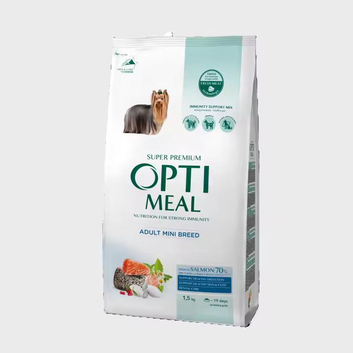 Pienso seco completo para perros adultos de razas pequeñas i mini Optimeal con alto contenido de salmon-1,5kg - 1