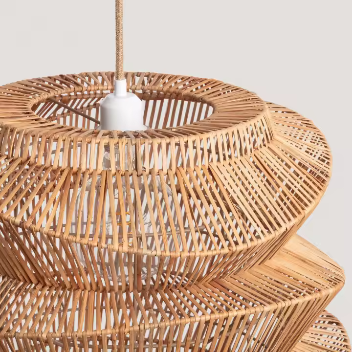 Ledkia Lámpara Colgante Ratán Asha Ø500 mm ILUZZIA Textil Natural - 1