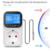 Controlador De Temperatura Digital Con Timer Y Sensor Probing Enchufe De Salida EU Plug Termómetro Para Calentamiento Y Enfrío 16A Con Luz Trasera - details 2
