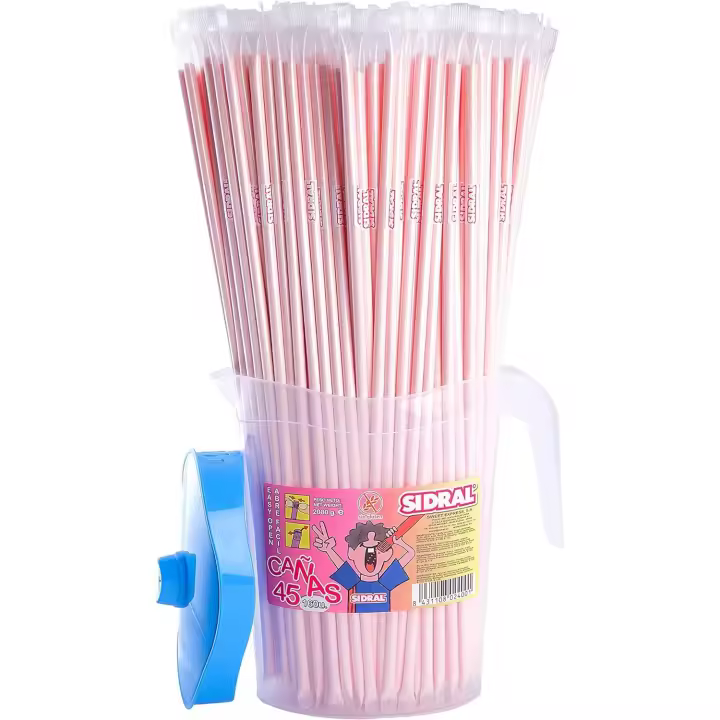 Cañas SIDRAL Sabor Fresa 160 u. 45 cm. Color rosa - 1