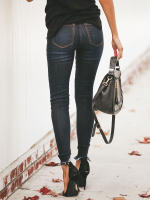 Nuevas Jeans Stretchy Para Niñas Cintura Alta Vintage Azul Mecánica Recta Casual Pantalones De Calle Con Botones Y Bolsillos - details 2