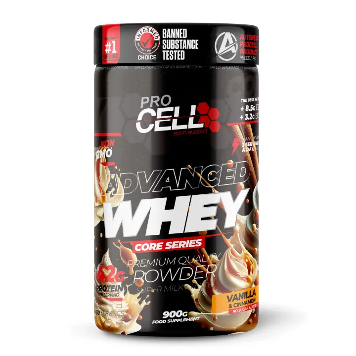 Proteina Concetrada - Whey Core 900gr Vainilla & Cinnamon Procell Sport - Suplemento Deportivo Alto en Proteína y  Bajo  en Carbohidratos - 1