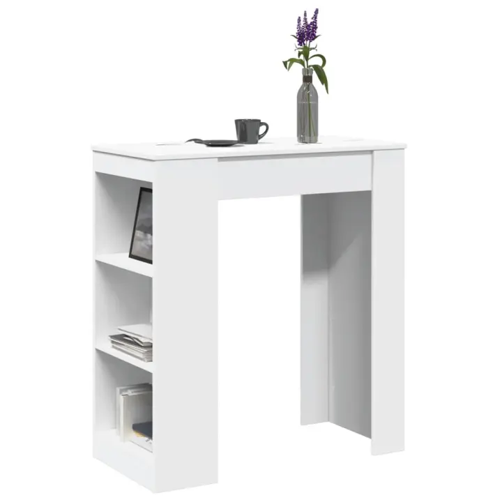 vidaXL Mesa alta con estantes madera ingeniería blanca 95x47x103,5 cm en color Blanco/Gris hormigón/Gris sonoma y más | estructura resistente ideal para salón dormitorio o estudio - 1