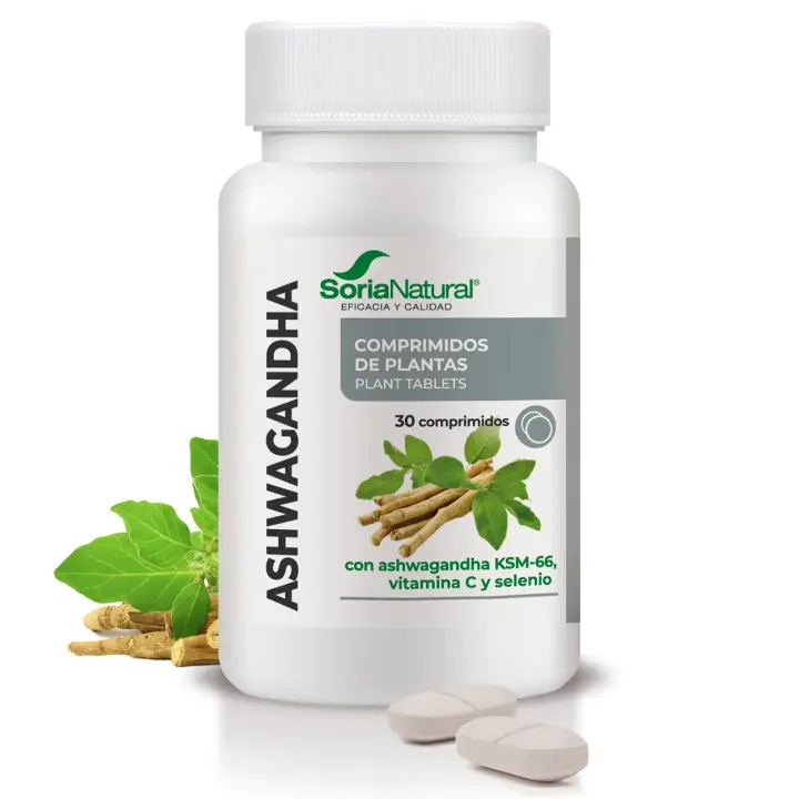 Soria Natural Ashwagandha KSM-66 Comprimidos - Con Vitamina C y Selenio - Rendimiento Físico y Mental - Ayuda a Mantener la Energía - Equilibrio Emocional - 30 comprimidos - 1
