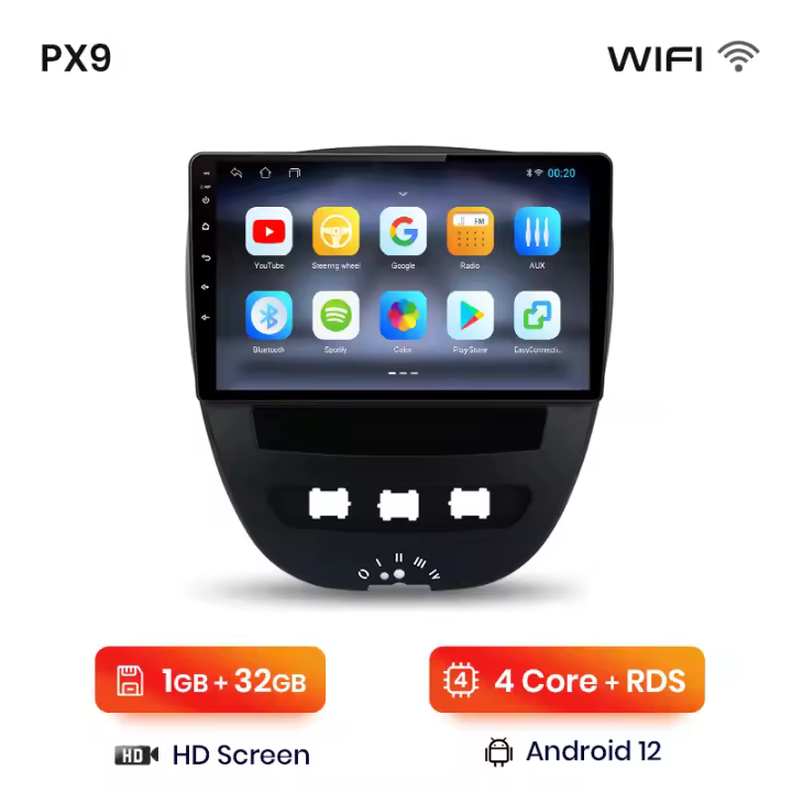 AWESAFE inalámbrico CarPlay Android Auto Radio para Peugeot 107 Toyota Aygo Citroen C1 2005 2006 2007 2008 2009 2010 2011 2012 2013 2014 coche reproductor multimedia GPS 2 din autoradio volante controles RDS Bluetooth - 1