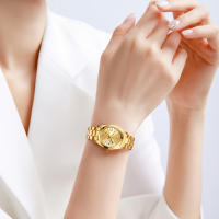 Reloj De Pulsera De Acero Inoxidable Para Hombres Y Mujeres Reloj De Cuarzo Moda Impermeable Con Calendario Reloj De Mano Dorada Lujo Resistente Al Choque - details 3
