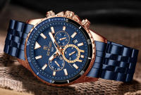 Reloj De Cuarzo Para Hombre REWARD En Acero Inoxidable Dorado Deportivo Resistente Al Agua Con Cronógrafo Y Calendario Completo - details 16