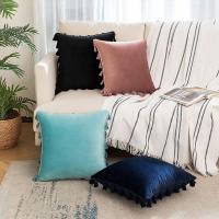 Fundas Para Cojines Negros Con Borlas Hechas a Mano 30x50cm 45x45cm 50x50cm De Velours Sólido Para Sofá Sala De Estar Dormitorio - details 10