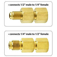 Adaptador De Piezas 1/4 Hembra Flare 2 Piezas Conjunto Accesorios De Conector De Latón Adaptador De R134a a R12 1/2 Acme Macho Para A/C - details 8