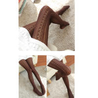 Medias De Algodón Tejidas Transpirables Exquisitas Para Otoño E Invierno Con Cintura Alta Y Rayas Medias De Mujer Elásticas - details 14