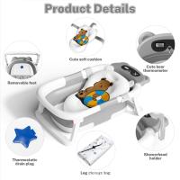 Portable foldable baby bathtub with built-in thermometer, non-slip mat, suitable for newborns, non-slip feet, safety plug, ergonomic design - details 0