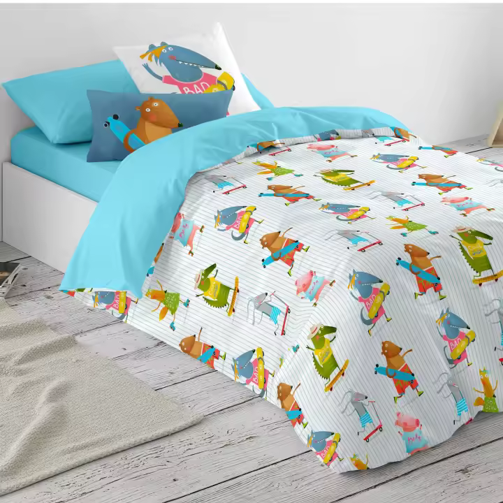 NATURALS - Funda Nórdica Estampada - 100% Algodón Extrasuave - Incluye Funda Edredón+ 1  Funda de Almohada - Fabricado en España - Modelos Infantiles - Cama 90/105 - 1