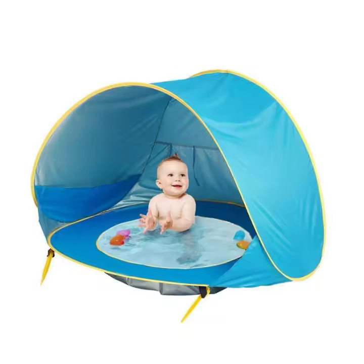 Baby Beach Tent with Pool 2025 Upgrade Easy Fold Up Pop Up Unique Ocean World - 1