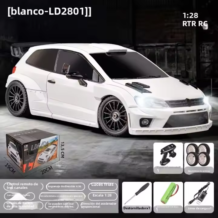 Coche RC De Pista Libre 1/28 2.4g LD2801 Polo Drift Control Remoto 4WD Proporcional Acelerador Juguete Para Niños Regalos De Navidad Y Cumpleaños - 1