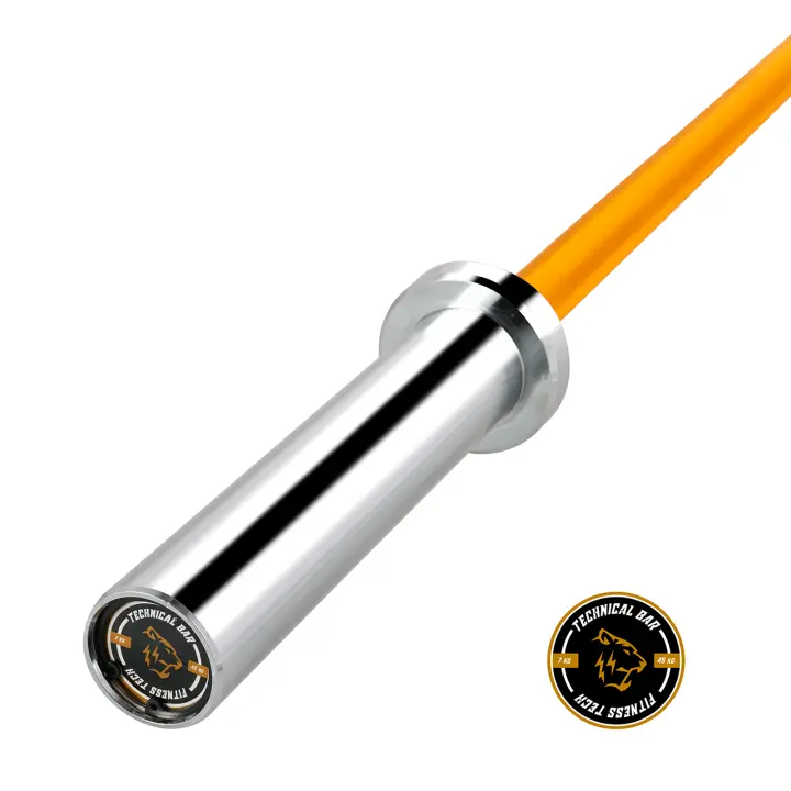 Fitness Tech Barra de técnica gold | 28 mm | 1.8m*50mm | 2 rodamientos | 45Kg Barras para peso libre - 1