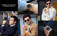 Reloj De Hombre SAPPHERO Oro Rosa Lujo Acero Inoxidable Resistente Al Agua Moda Deportiva Calendario Luminoso Regalo Elegante - details 45