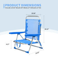 Silla de Playa Plegable con Reposabrazos, Silla Portátil Reclinable Multiposiciones, Silla Ligera para Camping, Piscina, Terraza o Jardín de Color Puro / Estampado a Rayas - details 1