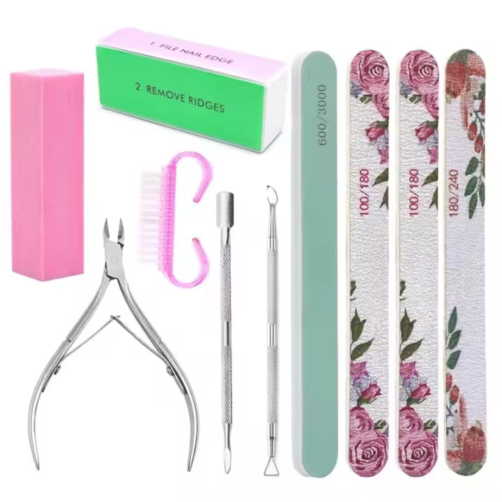Set De Manicura 10 Piezas Incluye Cuticle Pusher Clippers Archos De Uñas Linterna De Uñas Herramienta De Lijado Y Limpieza Para Cuidado De Uñas - 1
