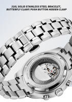 Reloj Mecánico Para Hombre Welly Merck WM170 Resistente Al Agua 200M Estilo Casual Clásico Y Business Con Fase De La Luna Material De Acero Inoxidable - details 8