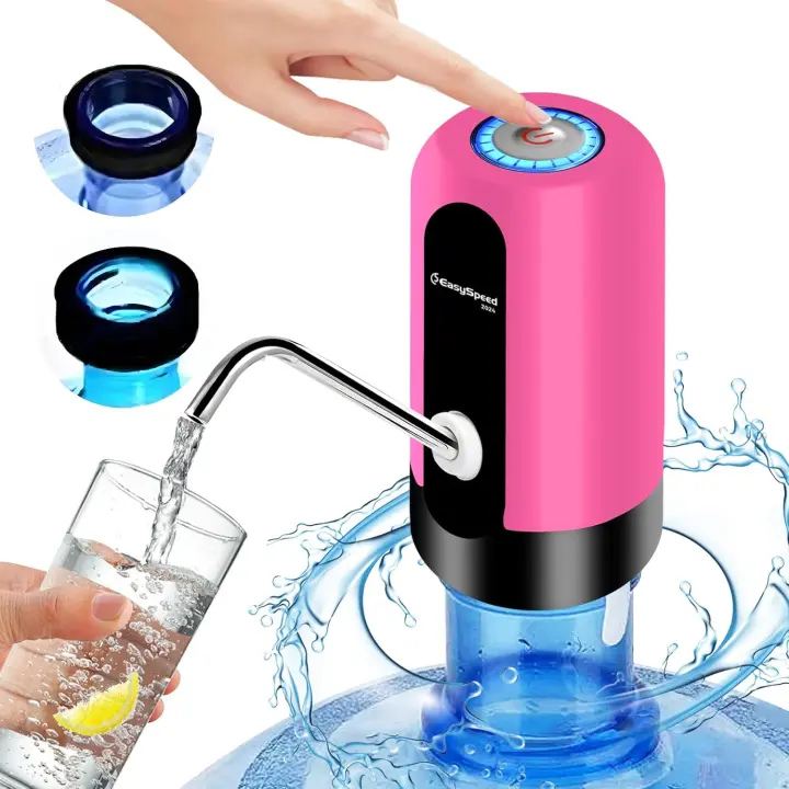 EasySpeed Dispensador de Agua Eléctrico USB-C | Bomba Recargable 1200mAh con 2 Adaptadores para Garrafas y Botellas de 3,5 a 18,9L | Ideal para Hogar, Oficina y Camping - 1