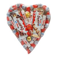 Corazon de Chocolate con Kinder Bueno, Kinder Shochobons, Kinder Chocolate y Bombones Lindt. Regalo Ideal para Parejas. [IAMI] - details 0