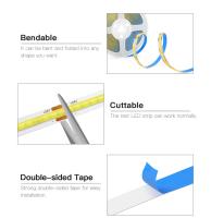 Tira De Luz LED COB Flexible 24V Control Remoto RF 2M 5M 10M Alta Densidad Blanca Cálida (3000K) Blanca Natural (4000K) Blanca Fría (6000K) Decorativa Para Hogar Armario Cocina - details 2