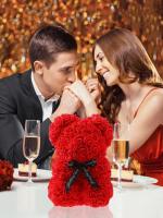 Regalo De Aniversario Para Madre Día De San Valentín Decoración De Hogar Rosa Artificial Eterna Con Oso Teddy Uflower - details 10