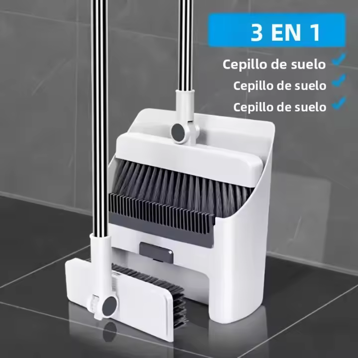 Kit De Limpieza 3-en-1 Con Escoba Plegable Y Escoba Para Suelos Multisuperficie Durable Para Uso En Hogar Y Dormitorios - 1