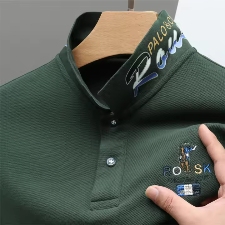 Camisa POLO Para Hombre De Algodón 100% Bordada De Manga Larga Estilo Casual Elegante Para Primavera Y Otoño Paul - 1