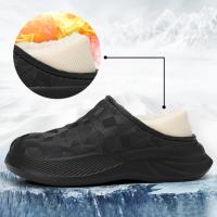 Zapatillas De Algodón Para Hombre Invierno Impermeables Con Peluche Interior Y Exterior Casuales Adecuadas Para El Hogar Y Exteriores Mantienen Calientes Medias Mitad Zapatos Plana Unisex - details 2