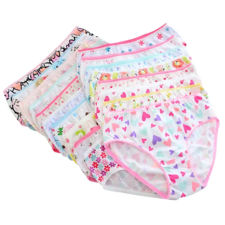 Conjunto De 6 Braguitas Para Bebé Niñas Con Estampado De Flores Y Corazones En Algodón Suave Y Finas Braguitas Cómodas Para Niños De 2-12 Años - 1