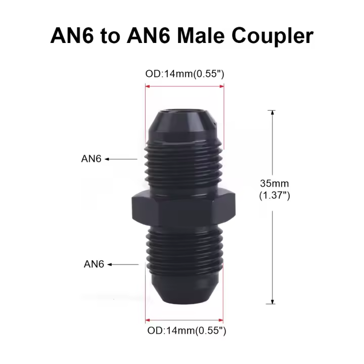 Unión De Aluminio AN4 AN6 AN8 AN10 Adaptador De Fin De Tubo De Combustible Para Motocicleta Y Automóvil Conector Recto De Hombre a Hombre - 1
