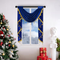 Valance Festivo De Navidad Rojo De Terciopelo Suave Con Caída Rod Pocket Para Decoración Del Hogar Y Cocina Uso Moderno Y Lujo - details 11