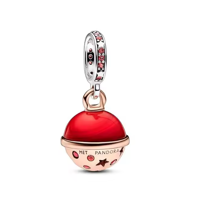PANDORA Moments 782433 C01-Colgando de Plata de Lei con Chapado en Rose Gold, compatible con Plumas Moments y ME, Mehrfarbig, Plata de Lei, Cristal artificial., viene con El original embalaje de Caja de Giunte. - 1