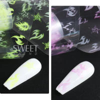 10 Rolls De Uñas Con Diseño De Llama Fluorescente Estilo Neón Para Manicura Adhesivos De Papel Estelar Para Decoración De Halloween - details 11