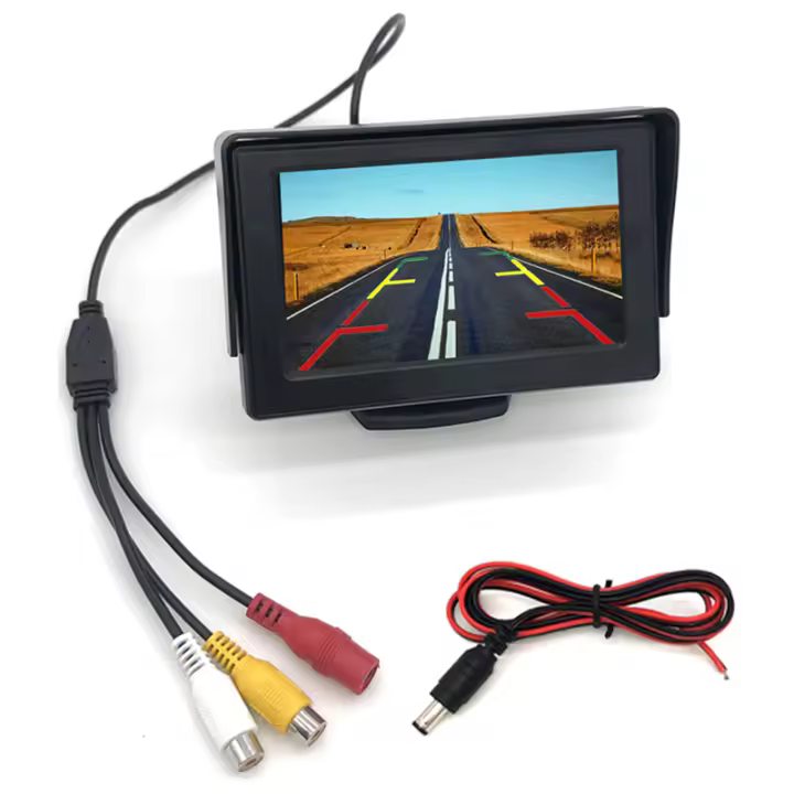 Juego De Video Para Coche 4.3 Pulgadas Pantalla HD Desplegable Monitor De Retrovisor Con Cámara De Visión Trasera Para Parkings TFT LCD - 1