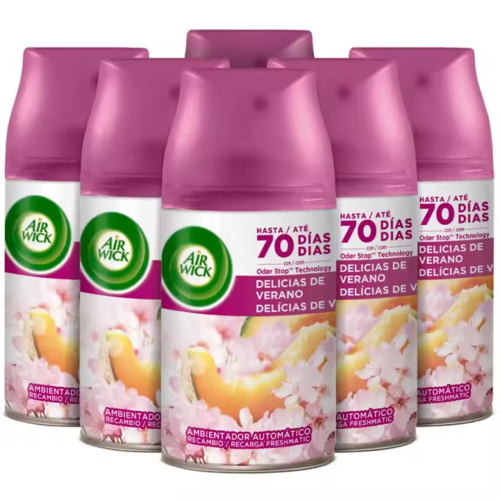 AIR WICK Ambientador automático frescor Delicias de Verano recambio 6 unidades 250 ml - 1