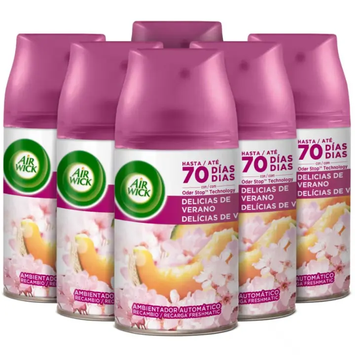AIR WICK Ambientador automático frescor Delicias de Verano recambio 6 unidades 250 ml - 1