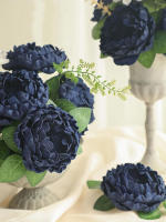 16 Piezas De Flores Artificiales Náuticas Azul Con Tallo Peonías En Pleno Auge Para Decoración De Boda DIY Flores Peonía Artificiales - details 3