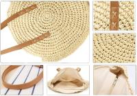 Bolsos de paja para Mujer, tejido a mano, redondo, Bolsas de paja de maíz natural, elegant, Large, para Verano, Playa, Bolsa de hombre con ASA Tejida - details 4