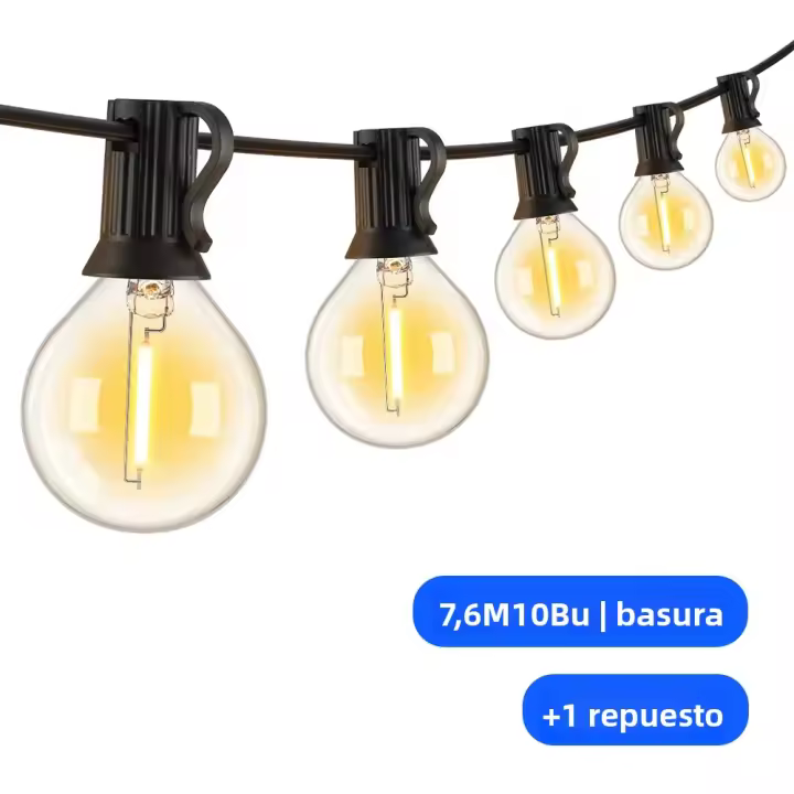 Cadenas De Luces LED G40 Para Exteriores 7.6M/20M Inalámbricas Resistentes Al Choque Para Decoración De Patio Jardín Y Porche - 1