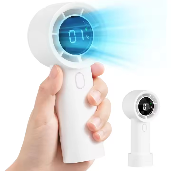 Mini ventilador portátil de mano, pequeño ventilador turbo personal, velocidad (1-100) ventilador de mano ajustable con pantalla LED, ventilador de escritorio recargable de 3000 mAh para el - 1