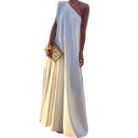 Vestido Largo De Hombro Solo Con Cuello Diagonal Elegante Vestido Sin Mangas A-Line Suave Para Fiesta Casual Verano Largo Vestido De Noche Moda - details 5
