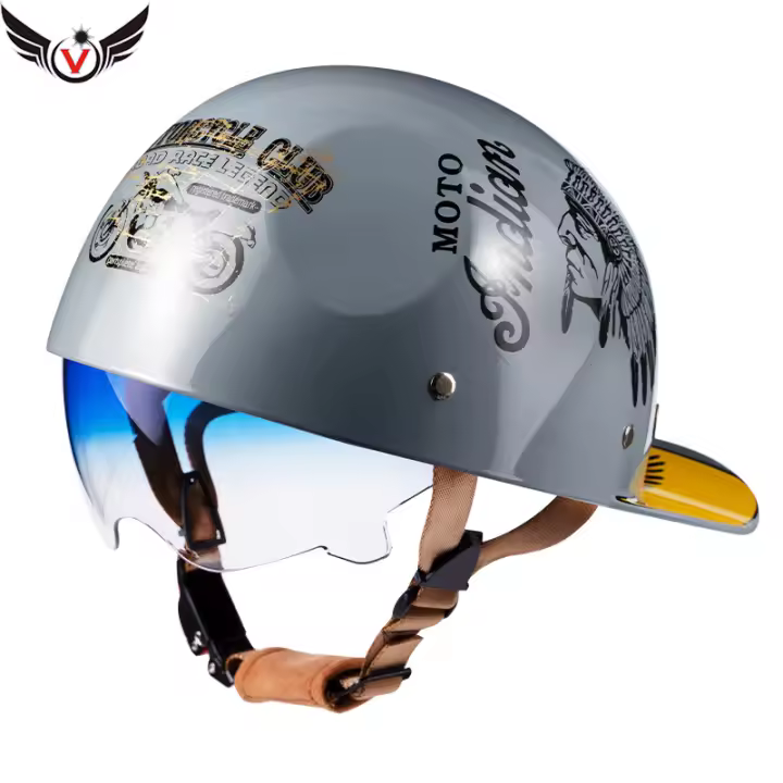 Casco Retro De Medio Tamaño Para Patinete Seguridad Para Motocicleta Harley Vintage Eléctrica Ciclismo Estilo Clásico Moda Unisex - 1