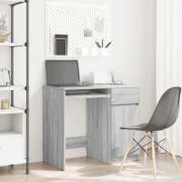 vidaXL Escritorio 86x49x76 cm madera de ingeniería en color Gris hormigón/Roble negro/Madera antigua y más | estructura resistente ideal para salón dormitorio o estudio - details 3