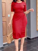 Vestido Africano Para Mujer Elegante Cintura Alta Manga Larga Verano Otoño Trabajo Fiesta Slim Vestido De Seda Y Poliéster - details 1