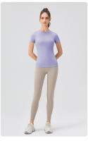 Camiseta Deportiva Para Mujer 2024 Técnica De Secado Rápido Top De Yoga Corto Manga Transpirable Y Cómodo Para Gimnasio Y Running - details 34
